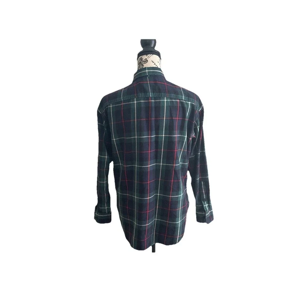 Lauren Ralph Lauren Retro Blouse Size PM Green Plaid Dark Academia Workcore